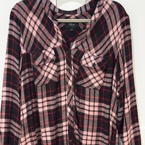 Rails Pink Red and Black Plaid Shirt